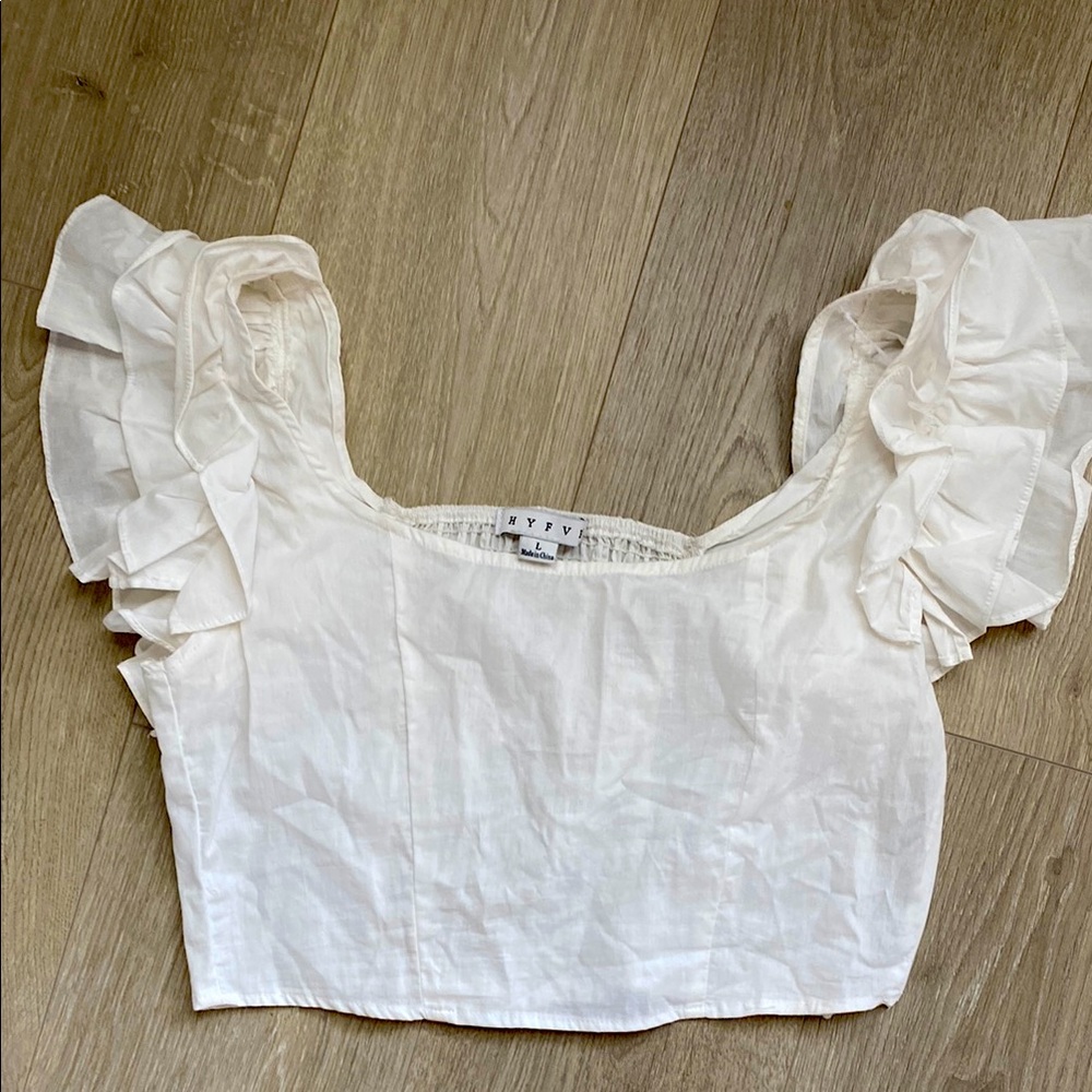 Elegant White Ruffled crop top